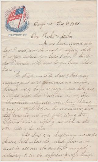 1861 Civil War Soldier Letter - Patriotic Stationery - Marching Through Maryland