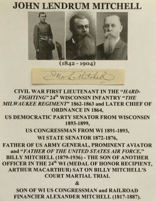 Civil War Lt 24th Wi Infantry Us Senator Congressman Mitchell Autograph Signed