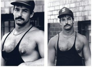 (2 4x6 Photos) Handsome Hairy Chest Mustache Male N Muscle Shirt Large Nipples