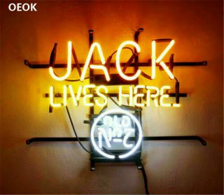 " Jack Lives Here " Jack Old No.  7 Real Glass Neon Sign Beer Bar Light Sell By Oeok
