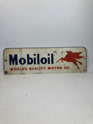 Mobiloil Porcelain Sign Pump Plate Door Rack Motor Oil 20” World’s Quality