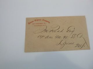 Civil War Adams Express Small Envelope - From Phila.  To Another Express Company