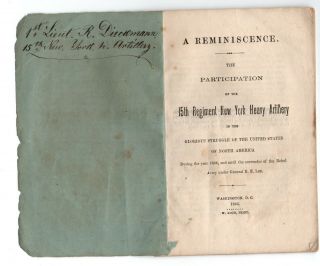 Civil War Booklet 1865 15th Regt York Heavy Artillery Signed Lt.  Dieckmann 3