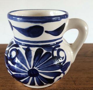 Vintage Talavera Blue & White Bubble Coffee Mug Cup Handmade Hand Painted Mexico