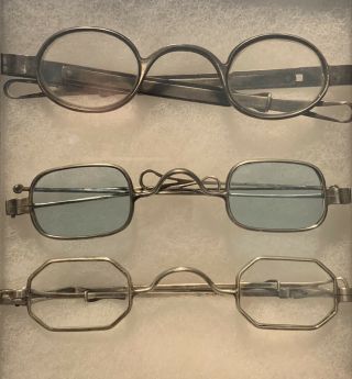 Set of 3 Eyeglasses / Spectacles Antebellum / CW Period 1820’s - 1860’s 2