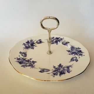 Vintage Royal Vale England Bone China Tidbit Cookie Cupcake Plate Blue Floral