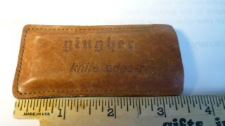 Vintage Gingher Knife Edge - R Pocket Sharpening Stone Whetstone In Leather Case