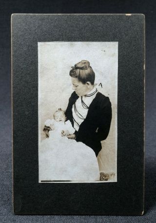 Antique Vintage Post Mortem Photograph Dead Baby In Sad Mothers Arms