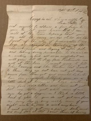 Civil War Letter,  George Mcelroy,  98th Ohio Infantry,  23 Sept.  1862,  Louisville