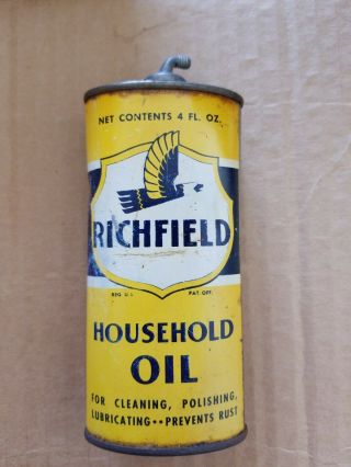 Richfield Gas Oil Tin Can Household Oil Oval Lead Top 4oz Empty