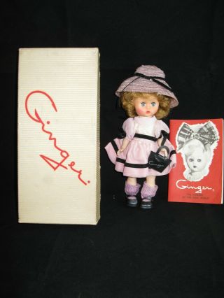 Vintage 8 " Cosmopolitan Ginger Doll With Outfit,  Purse,  Hat,  Brochure,  & Box