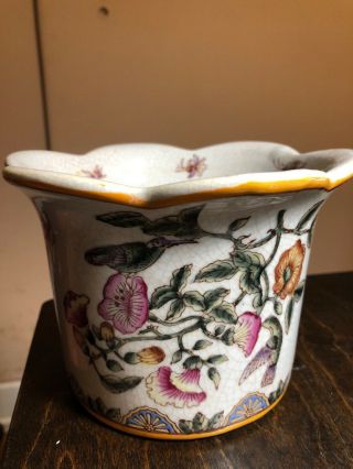 Vintage Hand Painted Chinese Japanese Floral Planter 4”1/2
