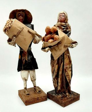 Vintage Paper Mache Mexican Folk Art Figures Hand Made Village People Abuelos
