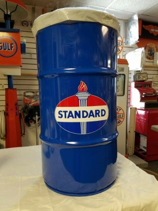 Standard Oil Gas 40s 50s 60s Vintage Style 16 Gallon Cold Rolled Steel Trash Can