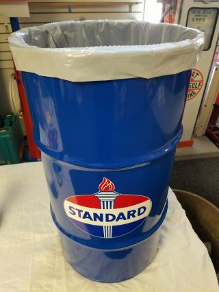STANDARD OIL GAS 40S 50S 60S VINTAGE STYLE 16 GALLON COLD ROLLED STEEL TRASH CAN 2