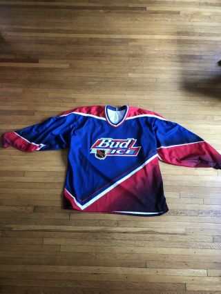 Bauer H.  W.  Vintage Bud Ice Beer Nhl Hockey Jersey 99 Red/white/blue Size Xl
