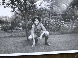 Vintage 1950s Snapshot Photo of Boy Scout in Uniform 2