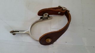 Vintage Metal Cowboy Spur With Leather Strap One Side