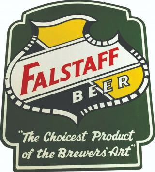Falstaff Beer " Heavy Porcelain Advertising Sign 24 " X 20 "