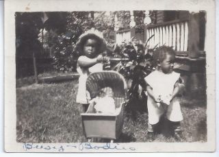 1930s Snapshot Photo 2 Young African American Kids Busy Bodies