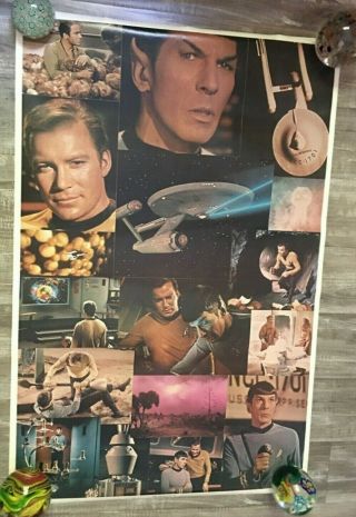 Vintage 1976 Star Trek Collage Poster William Shatner Leonard Nimoy Paramount