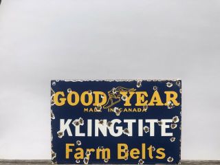 Vintage Porcelain Goodyear Farm Belts Gas And Oil Sign