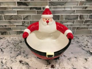 Vintage Lillian Vernon Christmas Santa Ceramic Bowl Dish