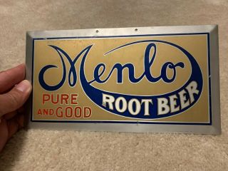 Old Menlo Root Beer Tin Sign Kewaunee,  Wisconsin Soda Fountain Adv