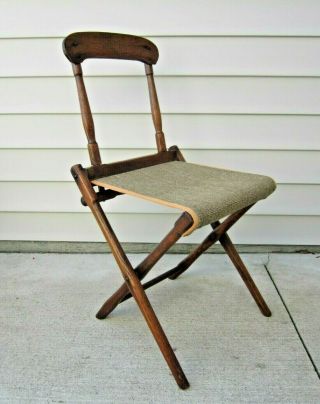 Civil War Era Military Campaign Camp Folding Carpet Seat Chair