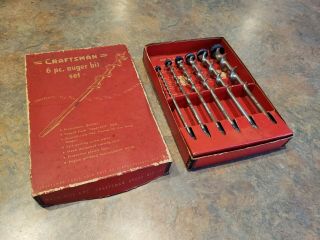 Vintage Craftsman 6pc Auger Bit Set No 9 - 4156 W Bit Caps