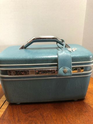 Vintage Samsonite Silhouette Train Case Hard Luggage Mirror,  2 Keys,  Tag,  Tray