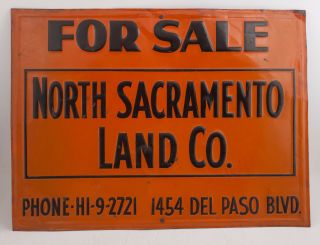 North Sacramento Land Co Embossed Real Estate Scioto Tin Sign Orange Black (hse2)