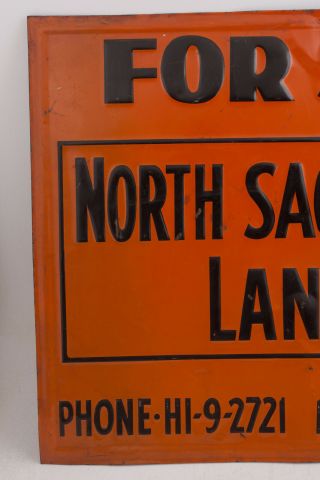 North Sacramento Land Co Embossed Real Estate Scioto Tin Sign Orange Black (HSE2) 2