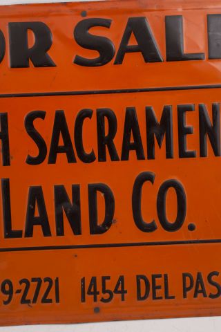 North Sacramento Land Co Embossed Real Estate Scioto Tin Sign Orange Black (HSE2) 3