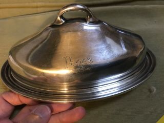Vintage Pages Hotel Silver Plate Silver Soldered Reed Barton Oval Covered Dish 8