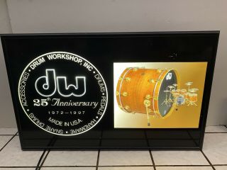 Dw Drums 25th Anniversary 1997 Lighted Sign Music Store Display Drum Workshop