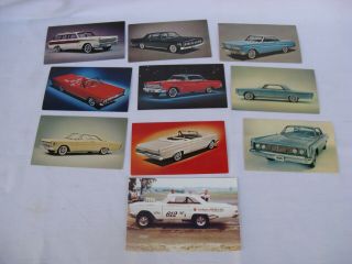 10 Vintage 1966 Mercury Auto Postcards.