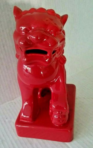 Foo Fu Dog Female Feng Shui Lion Statue Figurine Chinese Asian Home Decor Red