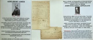 Civil War Wia Medal Honor General Colonel 20th Me Infantry Senator Letter Signed