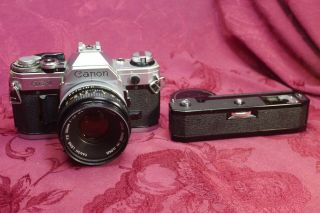 Vintage Camera Canon Ae - 1 With Canon 50mm Lens End Power Winder A