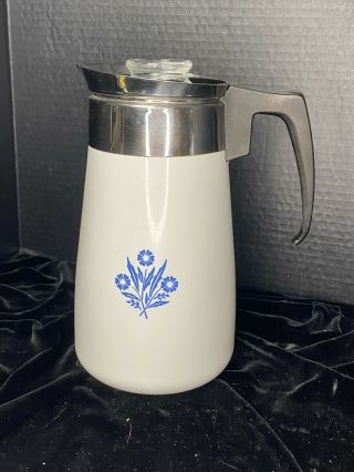 Vintage Corning Ware 9 Cup Stovetop Coffee Percolator Cornflower Blue