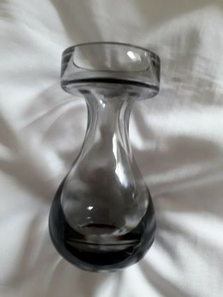 Vintage Wedgwood Lead Crystal Hyacinth Vase - 1960 ' s smoked art glass. 3