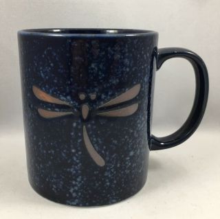 Japanese Tea Cup Mug 3.  5 " H Porcelain Namako Blue Dragonfly,  Made In Japan