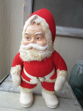 Vintage Rushton Star Creation Stuffed 16 " Santa Claus Rubber Face Figure