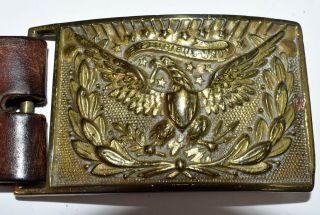 Us Civil War Union Army Officers Brass Belt Buckle With Belt
