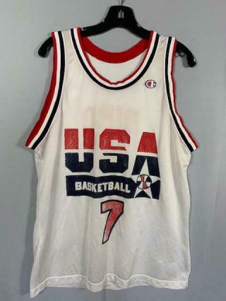 Vtg Champion Nba Basketball Jersey Usa Dream Team Larry Bird 7 Size 44 Worn Nr