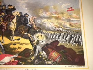 Large Folio Chromolithograph Battle Of Antietam By Rosenthal Civil War 1865 3