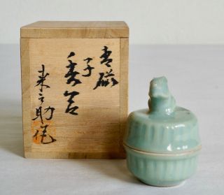 Japanese Tea Ceremony Ceramic Incense Container Kogo : Kyo - Yaki Kinosuke Ishida