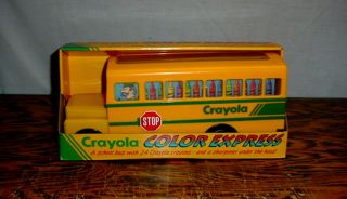 Vintage Crayola Color Express School Bus With Crayons And Sharpener 1993 Mib