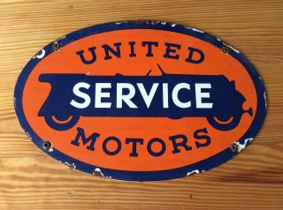 Vintage United Service Motors Porcelain Sign